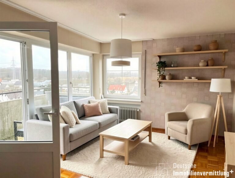 Wohnzimmer - KI Beispiel für neumöbiliertes Wohnzimmer