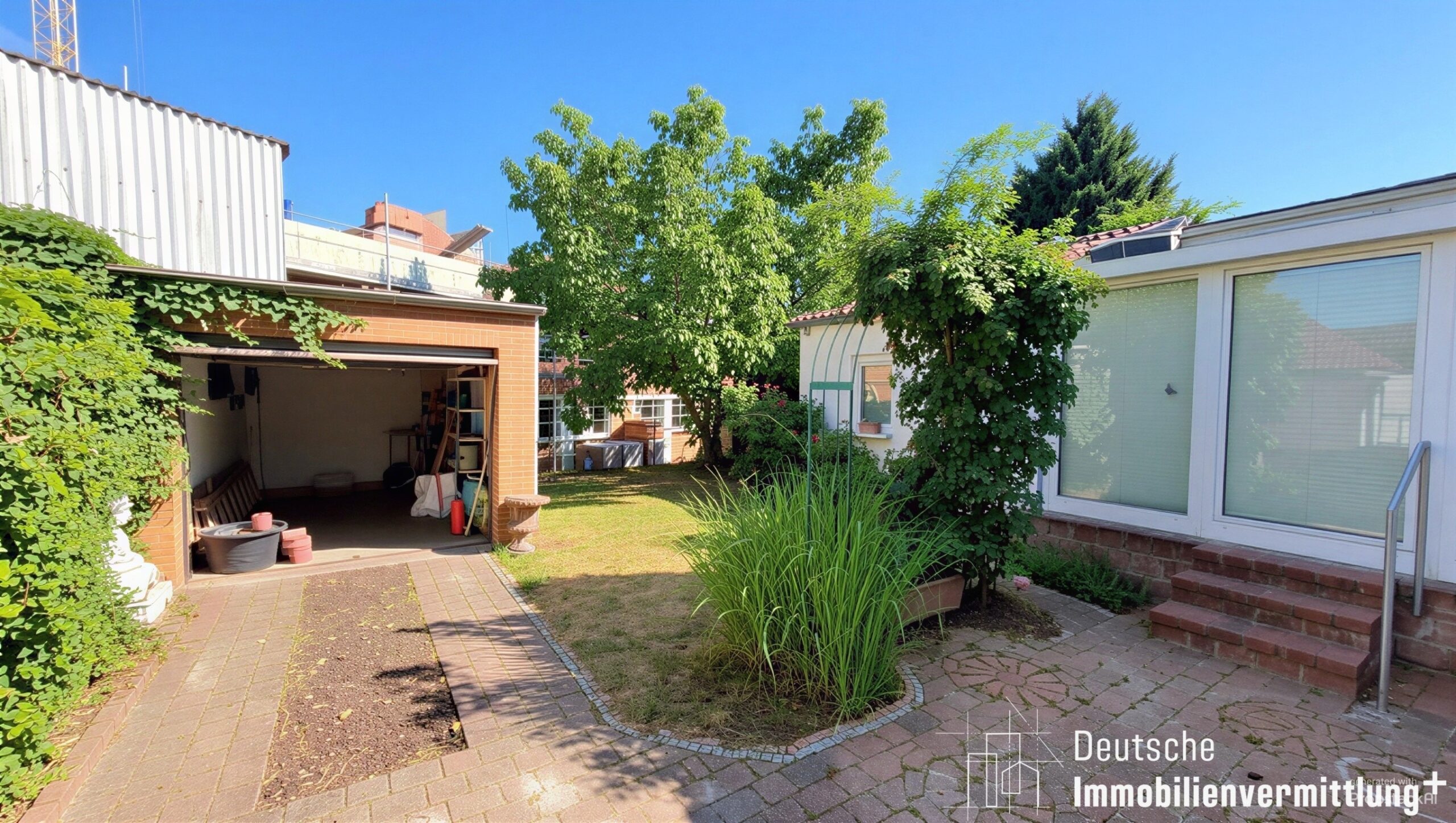 Mehr über den Artikel erfahren Reihenhaus mit schöner Aufteilung, Wintergarten, Keller, Dachboden, Garage und Garten